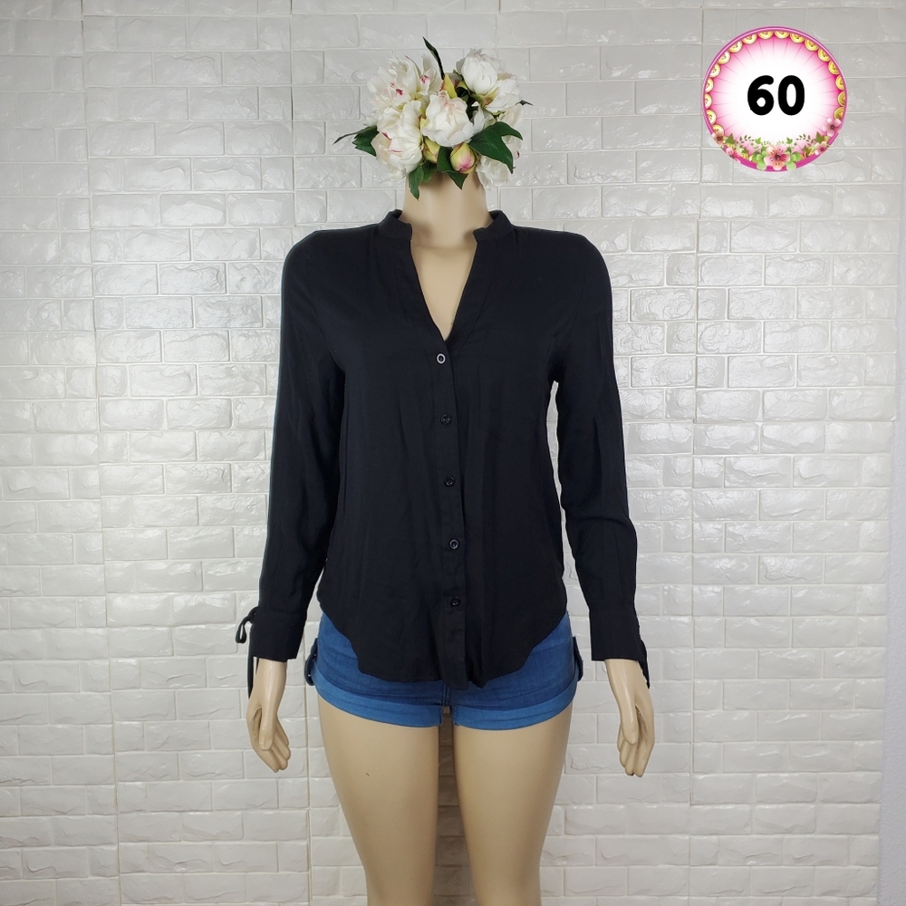 Haute Monde Black Small Button Down Shirt – Classic Casual Blouse